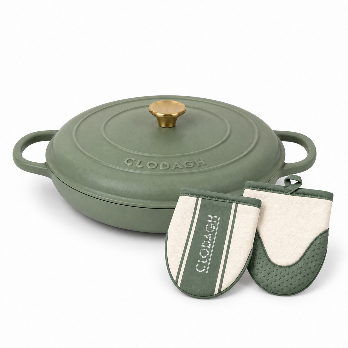 Shallow Casserole Pot & Oven Mitts Set