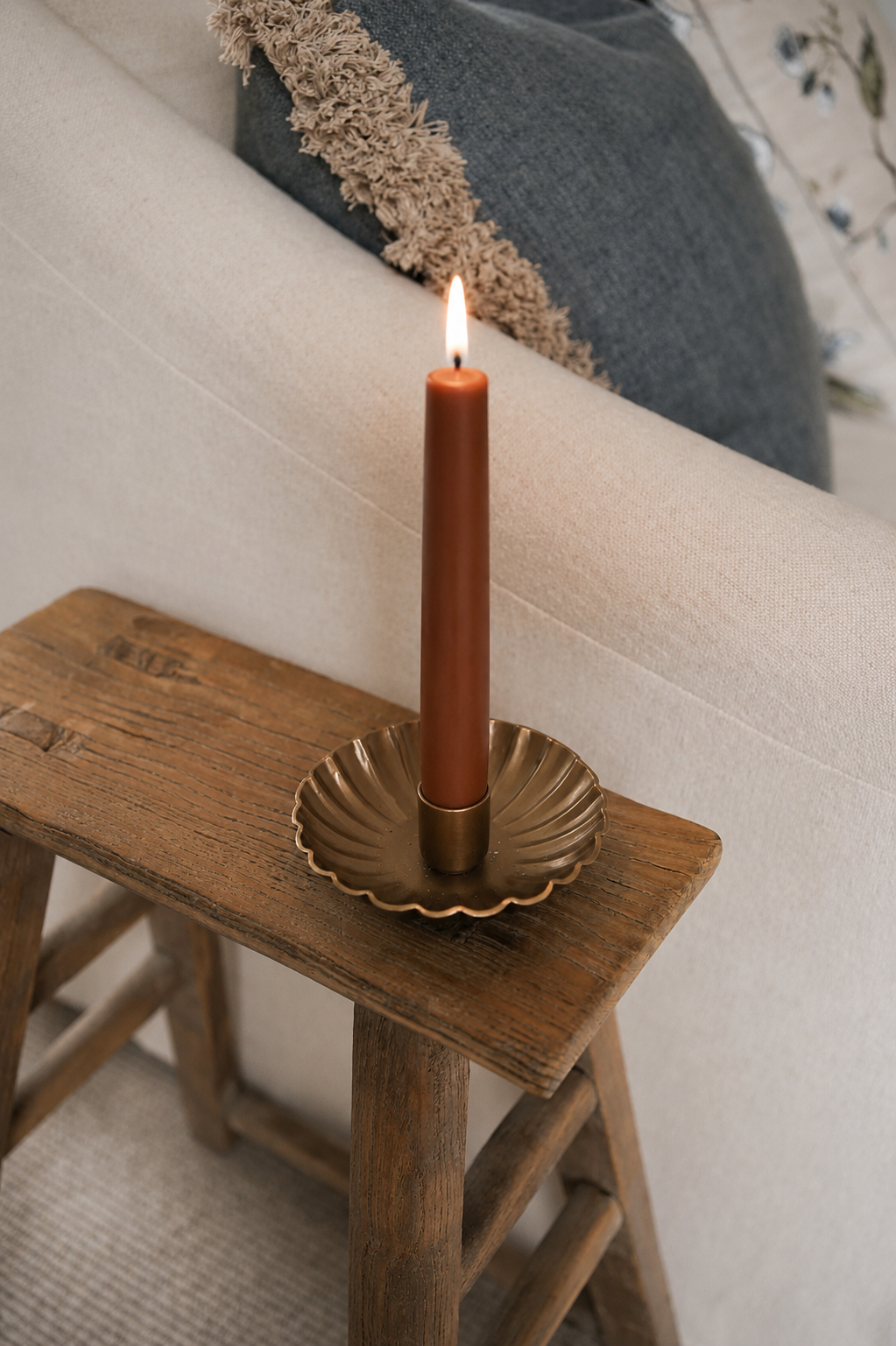 Brass Scalloped Candle Holder