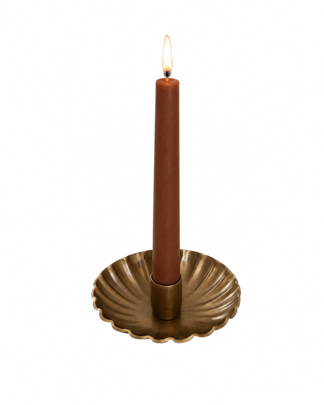 Brass Scalloped Candle Holder