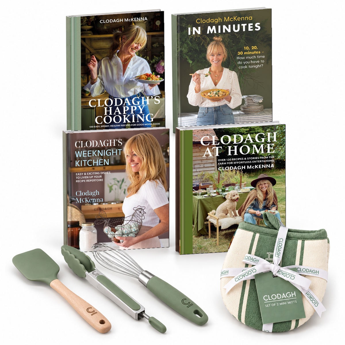 Signed Cookbook Bundle, Cooking Tools & Oven Mitts Set