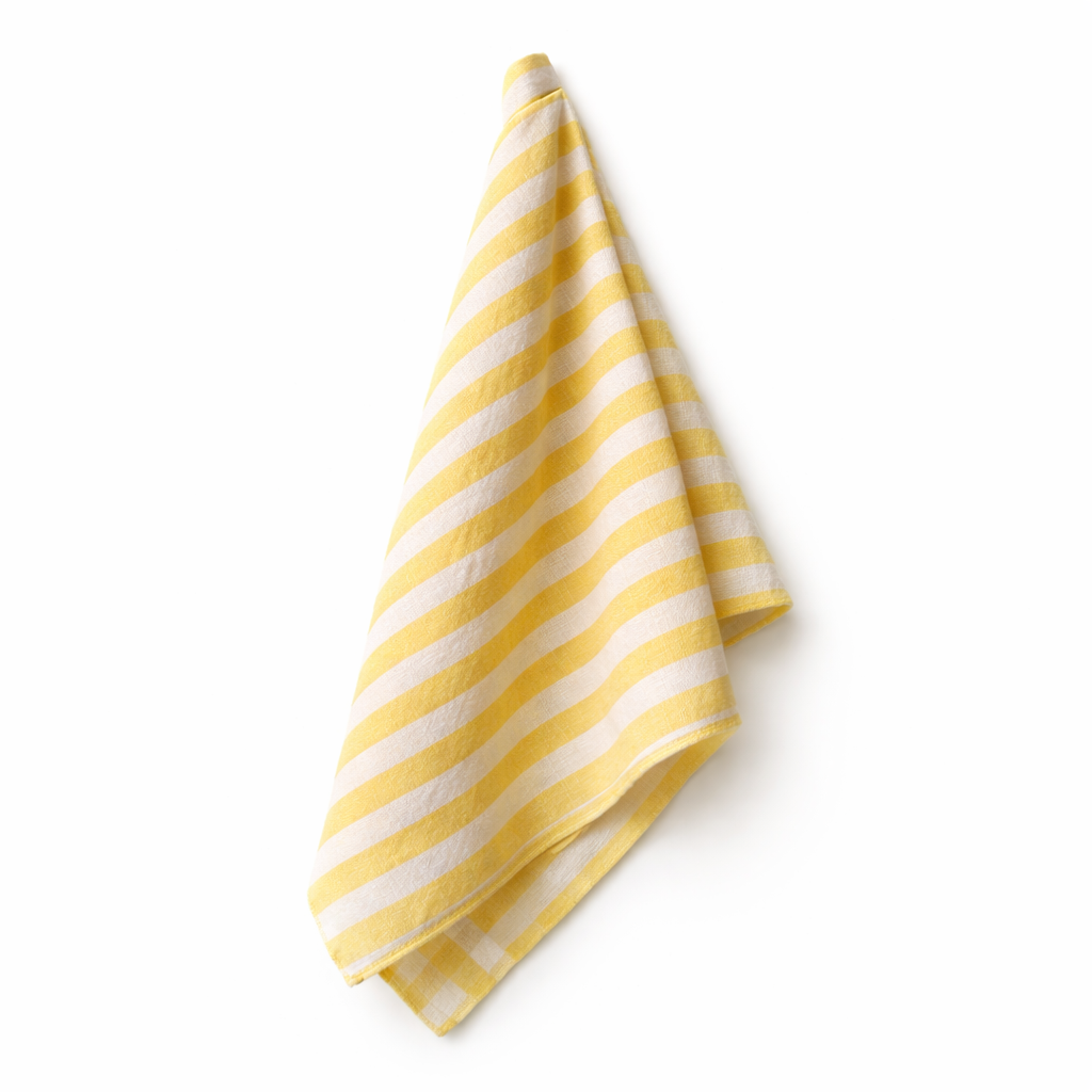yellow and white striped napkin