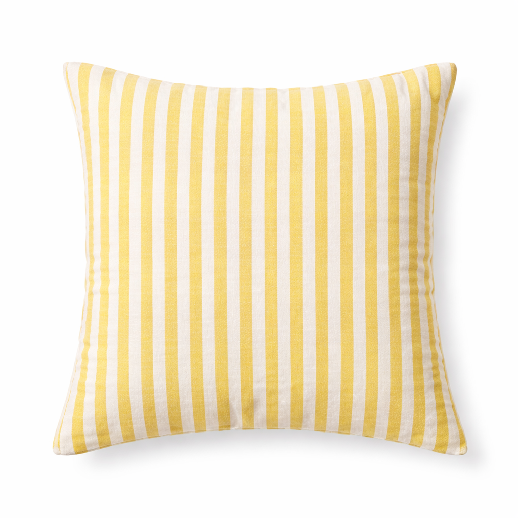 Yellow and white thin striped cushion cover