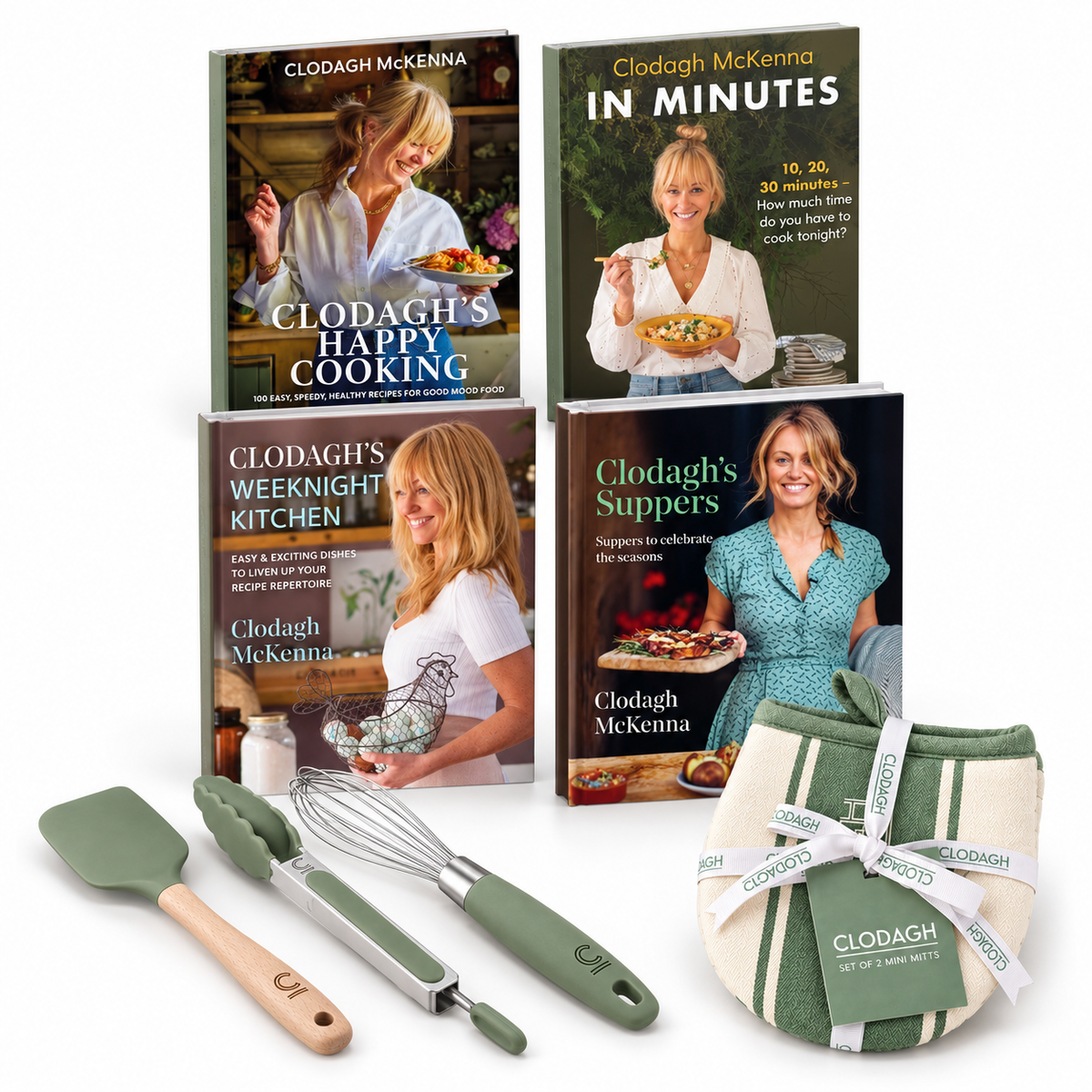 Signed Cookbook Bundle, Cooking Tools & Oven Mitts Set